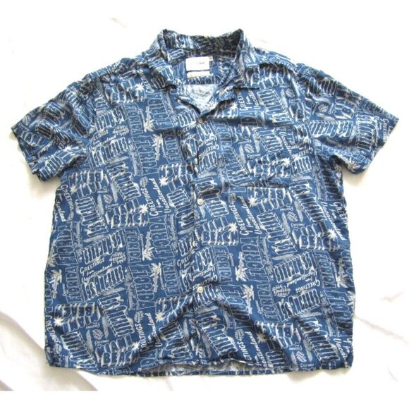 Men Goodfellow 100% Rayon Button US City Print Short Sleeve Shirt Sz XL (MT390) - Picture 1 of 8